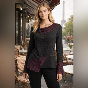 Femme je vous aime PARIS | Deep Purple Cowl Neck Long Sleeve Blouse